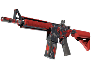 Сувенирный M4A4 | Пиксельный камуфляж «Красный» (Немного поношенное)